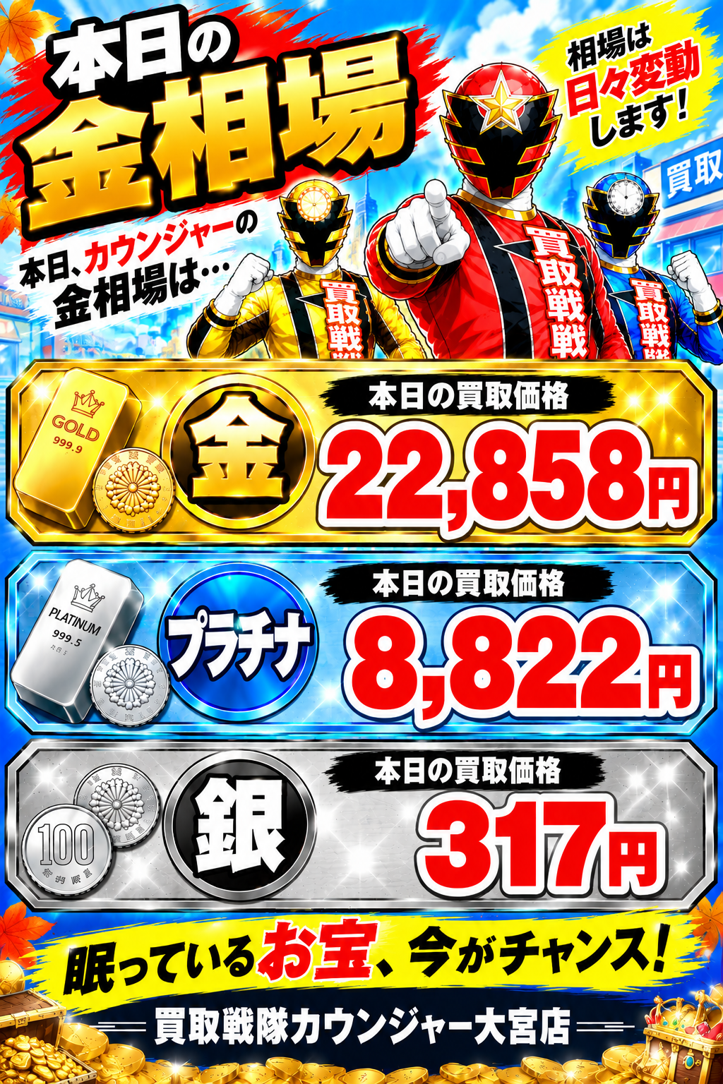 2026年10月22日金相場！！！
